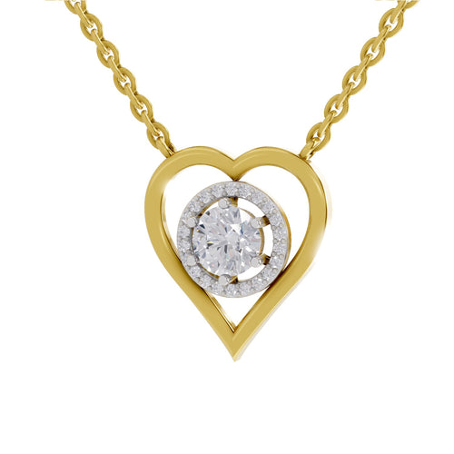 0.61 Carat Heart Halo Diamond Necklace 14K - Rose Gold