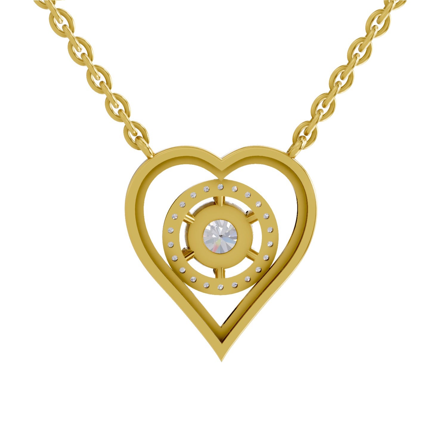 0.61 Carat Heart Halo Diamond Necklace 14K - Rose Gold