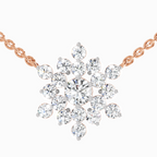 2.04 Carat Round Flower Pendant Necklace 14K - Rose Gold