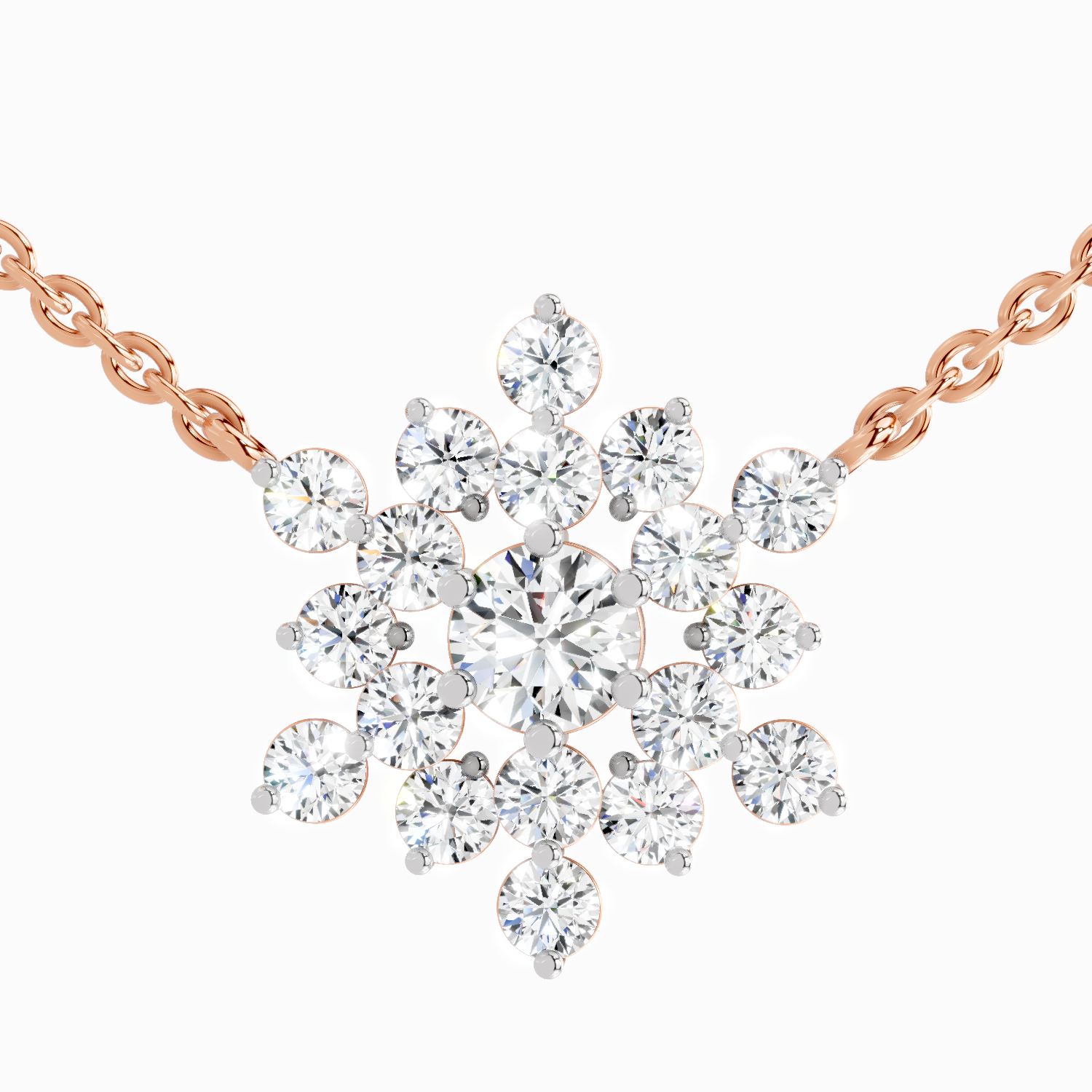2.04 Carat Round Flower Pendant Necklace 14K - Rose Gold