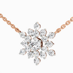 2.04 Carat Round Flower Pendant Necklace 14K - Rose Gold