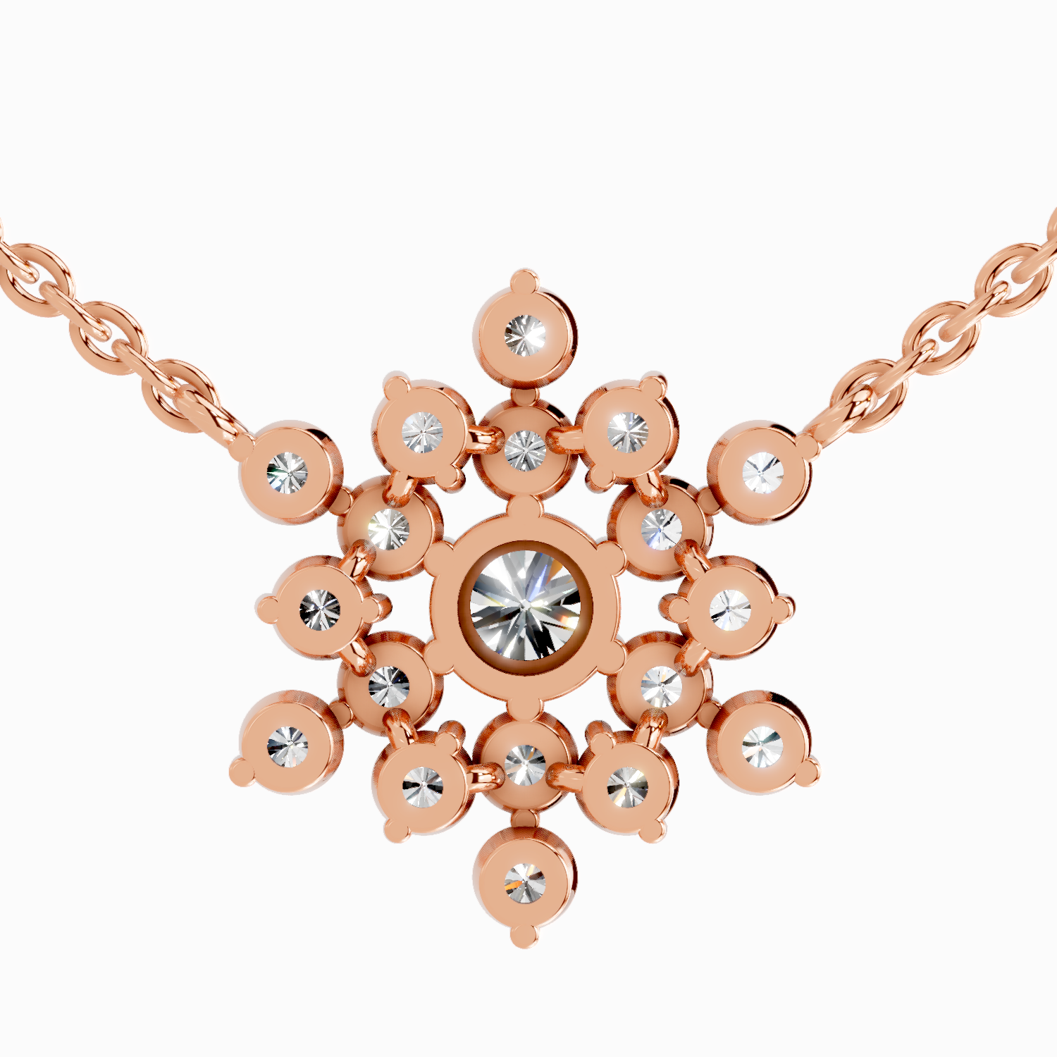 2.04 Carat Round Flower Pendant Necklace 14K - Rose Gold