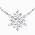 2.04 Carat Round Flower Pendant Necklace 14K - White Gold