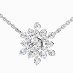 2.04 Carat Round Flower Pendant Necklace 14K - White Gold