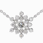 Radiant Round Floral Diamond Necklace