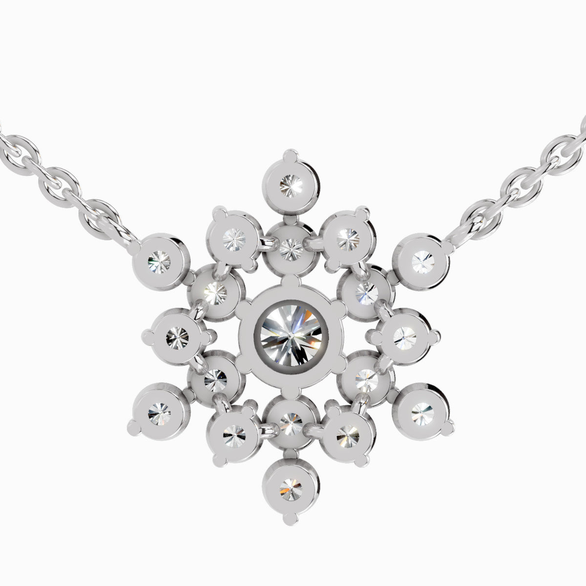 Radiant Round Floral Diamond Necklace