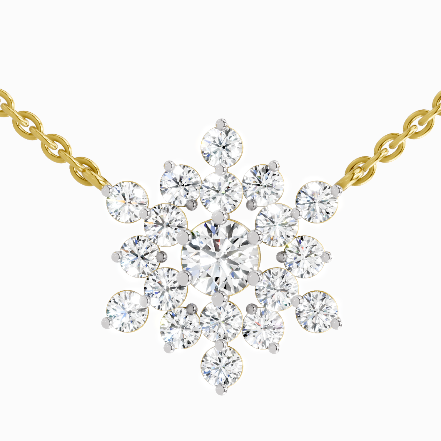 2.04 Carat Round Flower Pendant Necklace 14K