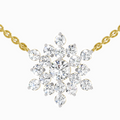 2.04 Carat Round Flower Pendant Necklace 14K