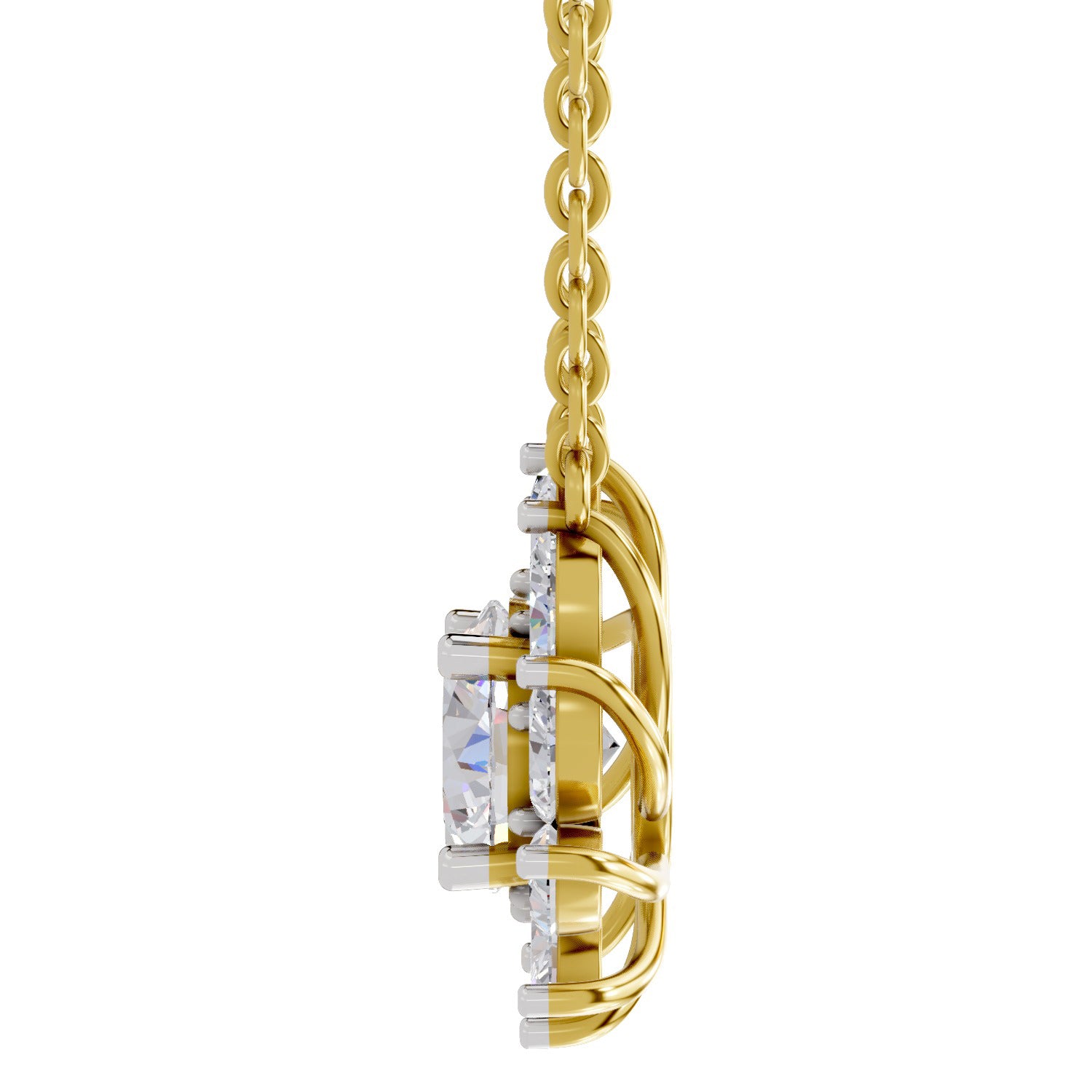 3.30 Carat Floral Diamond Necklace 14K - Rose Gold