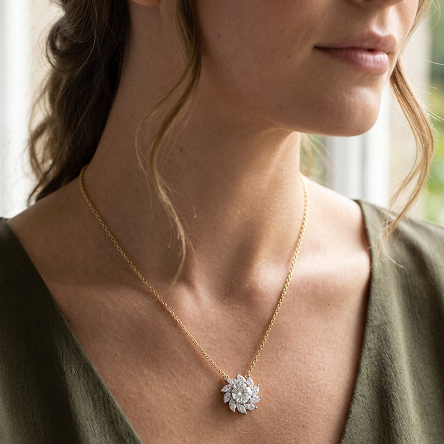 Delicate Floral Diamond Necklace