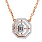 Brilliant Emerald-Cut Halo Diamond Necklace
