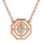 Brilliant Emerald-Cut Halo Diamond Necklace