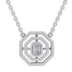 Brilliant Emerald-Cut Halo Diamond Necklace