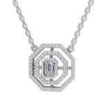 Brilliant Emerald-Cut Halo Diamond Necklace