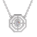 Brilliant Emerald-Cut Halo Diamond Necklace