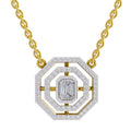 0.84 Carat Emerald Octagonal Halo Diamond Necklace 14K - Rose Gold