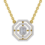 0.84 Carat Emerald Octagonal Halo Diamond Necklace 14K - Rose Gold