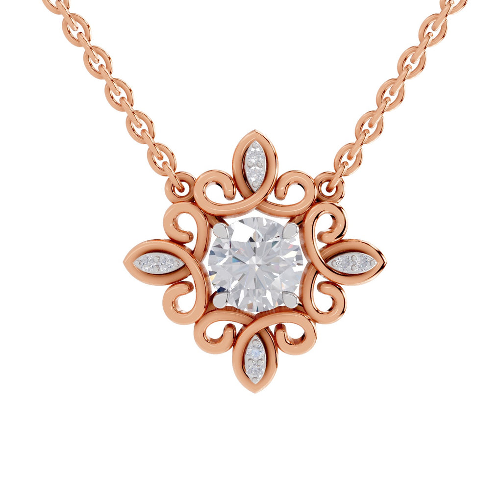 0.84 Carat Halo Diamond Necklace 14K - Rose Gold