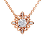 0.84 Carat Halo Diamond Necklace 14K - Rose Gold
