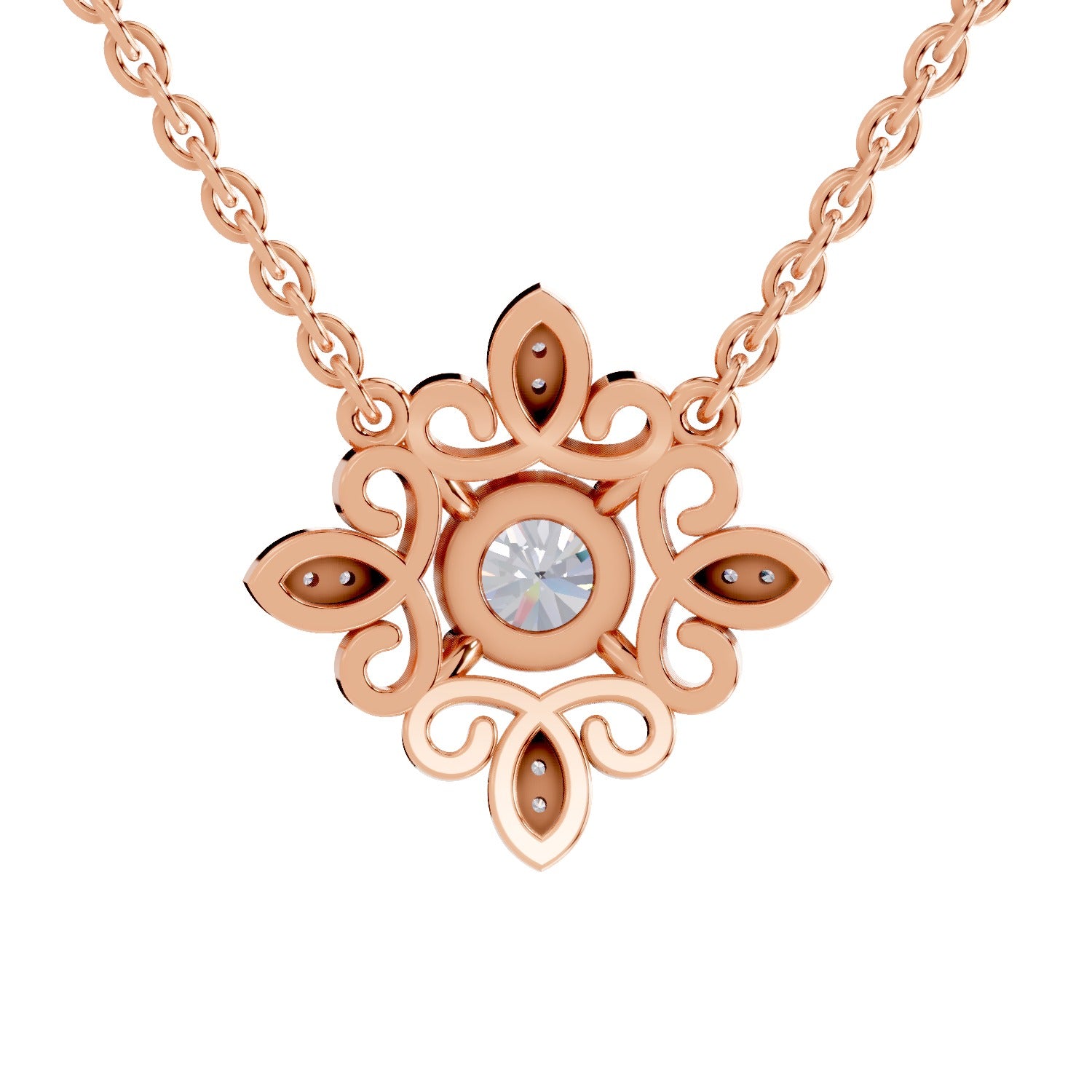 0.84 Carat Halo Diamond Necklace 14K - Rose Gold