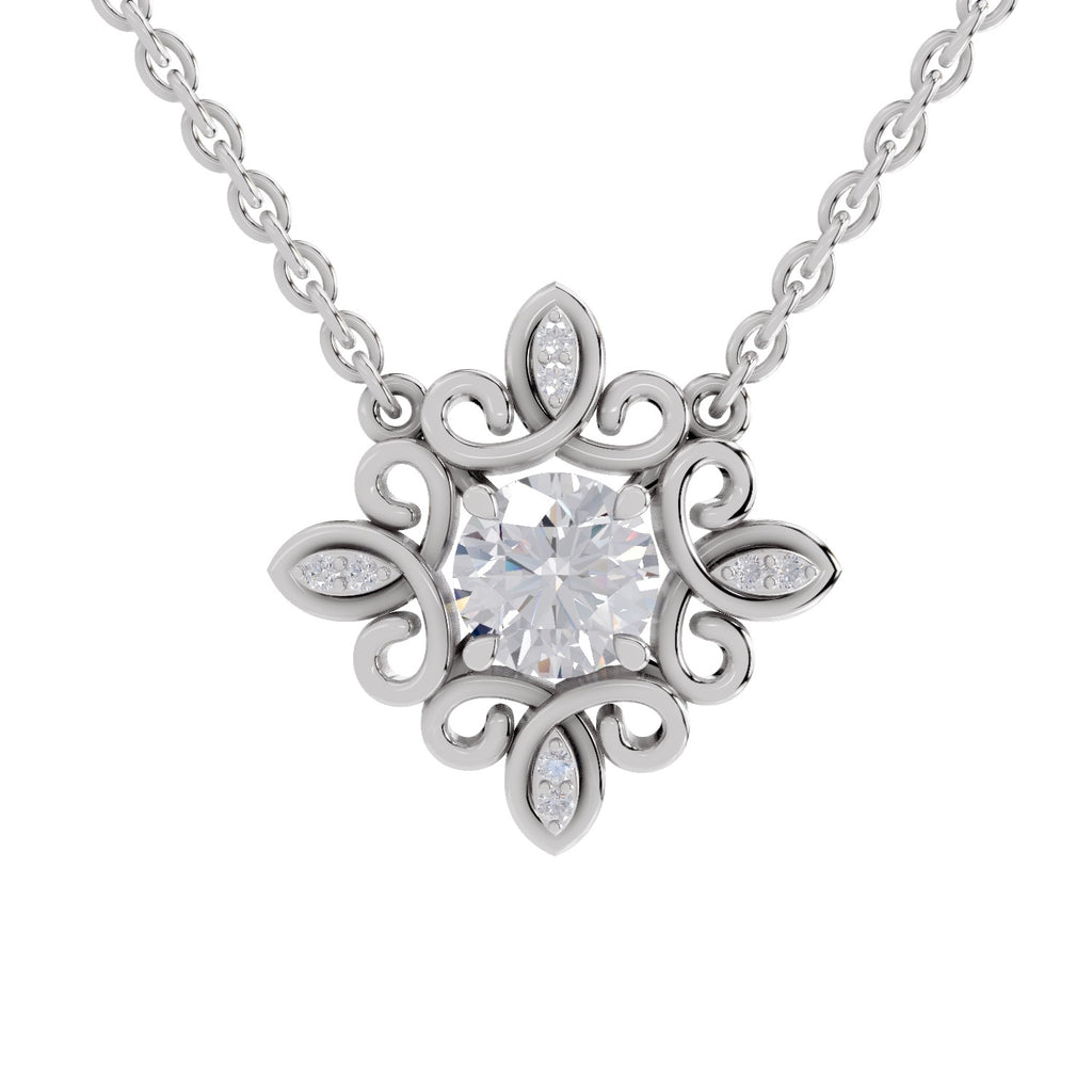 0.84 Carat Halo Diamond Necklace 14K - White Gold