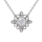 0.84 Carat Halo Diamond Necklace 14K - White Gold