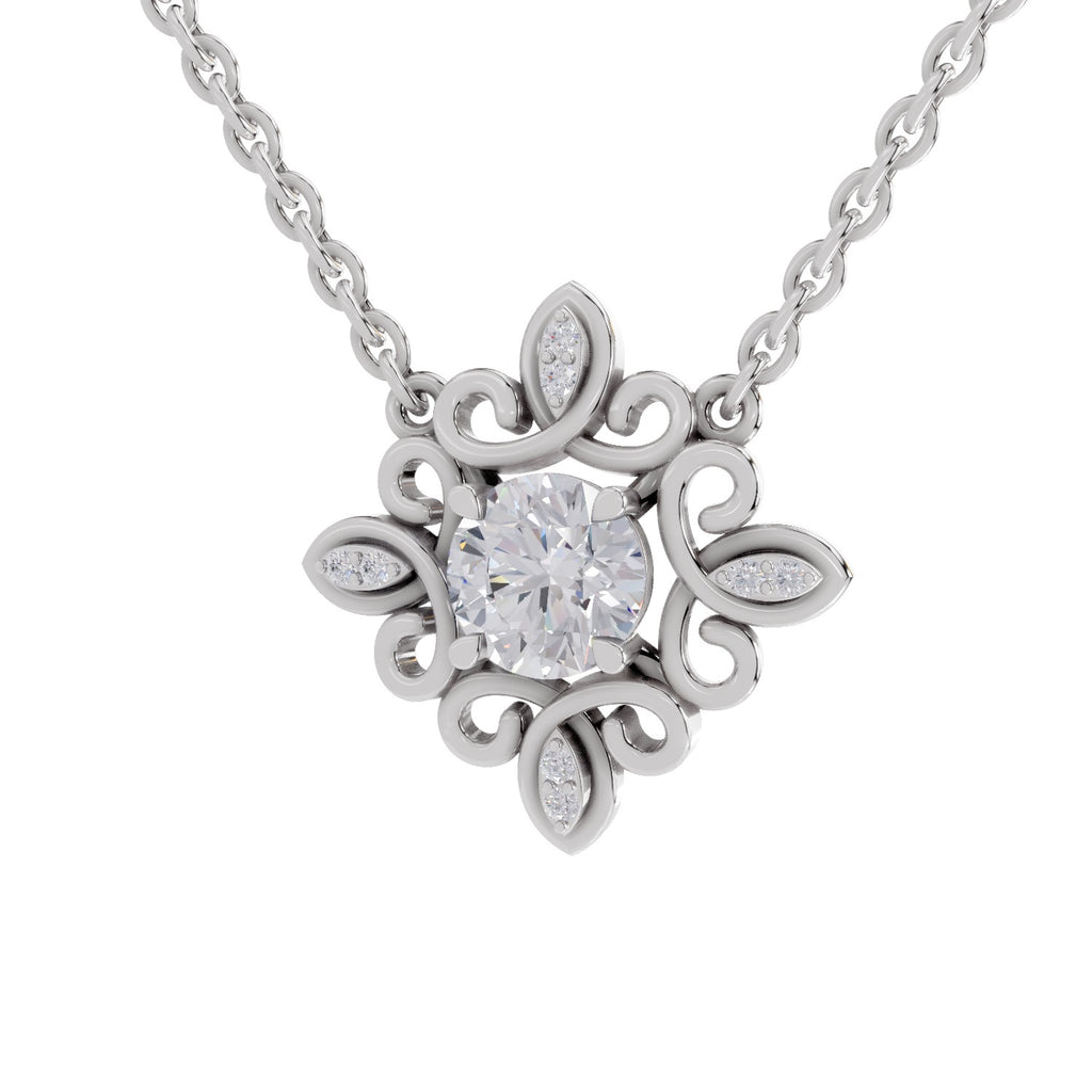 0.84 Carat Halo Diamond Necklace 14K - White Gold