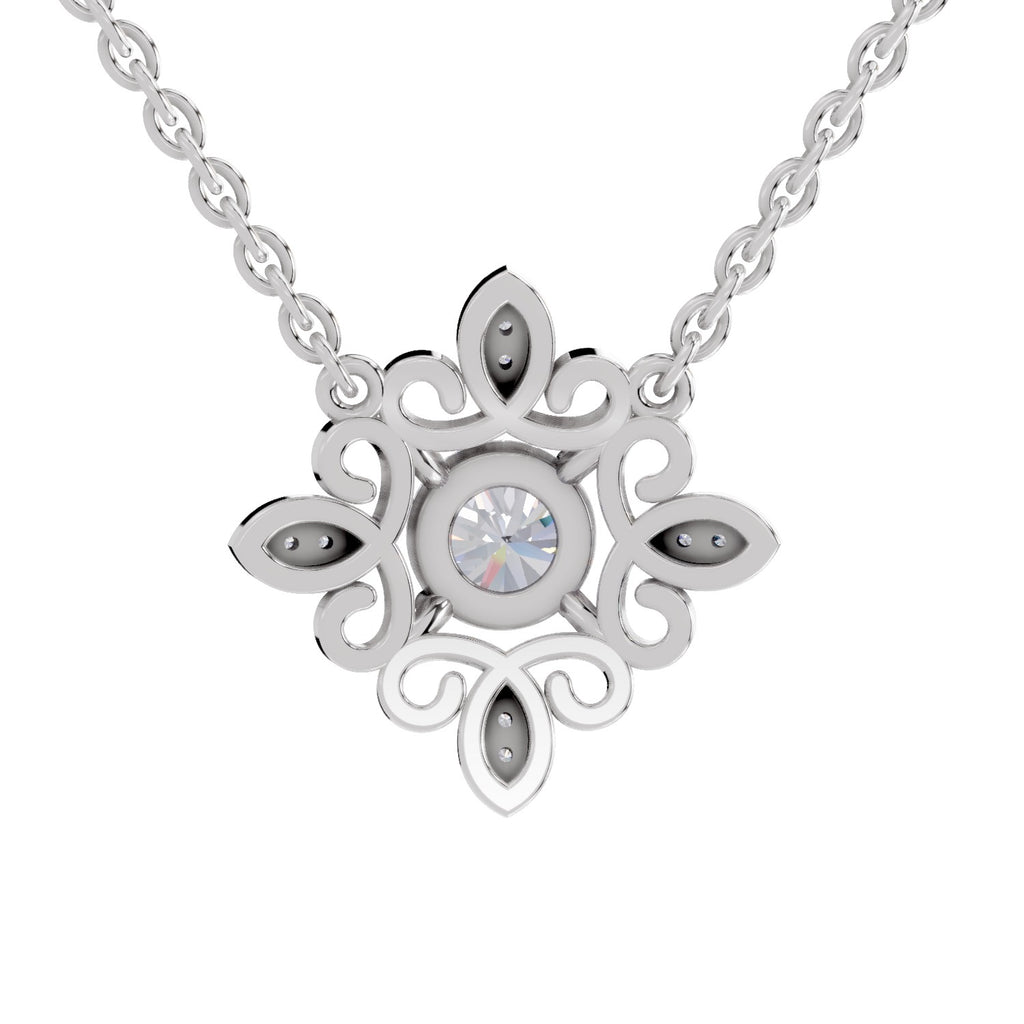 0.84 Carat Halo Diamond Necklace 14K - White Gold