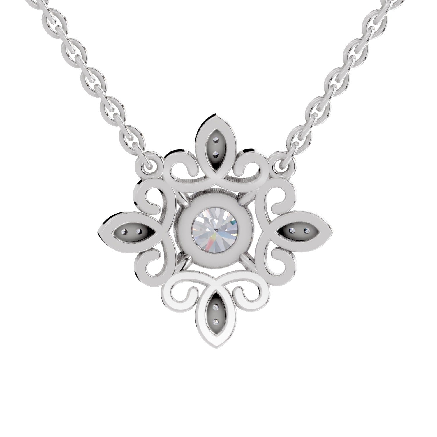 0.84 Carat Halo Diamond Necklace 14K - White Gold