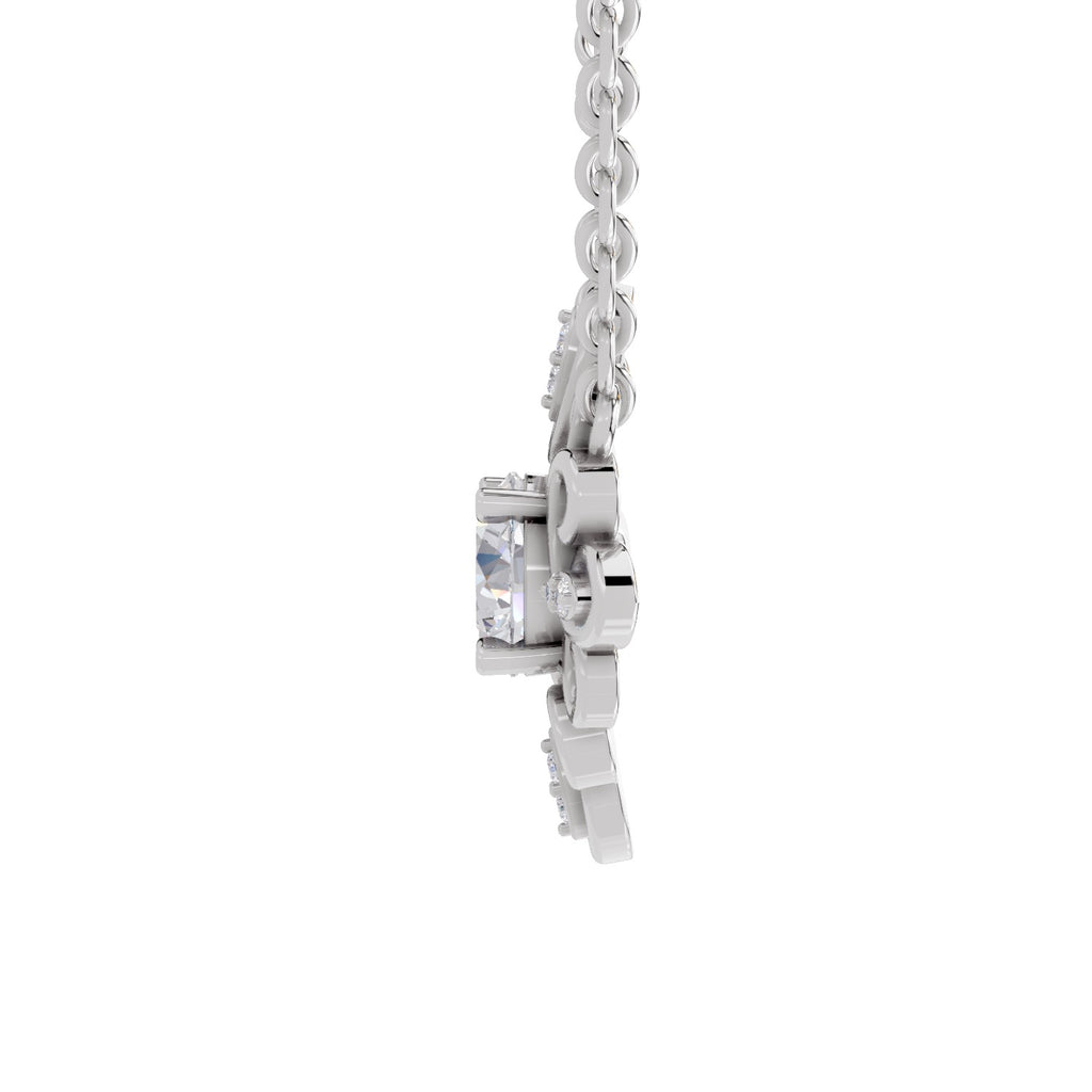 0.84 Carat Halo Diamond Necklace 14K - White Gold