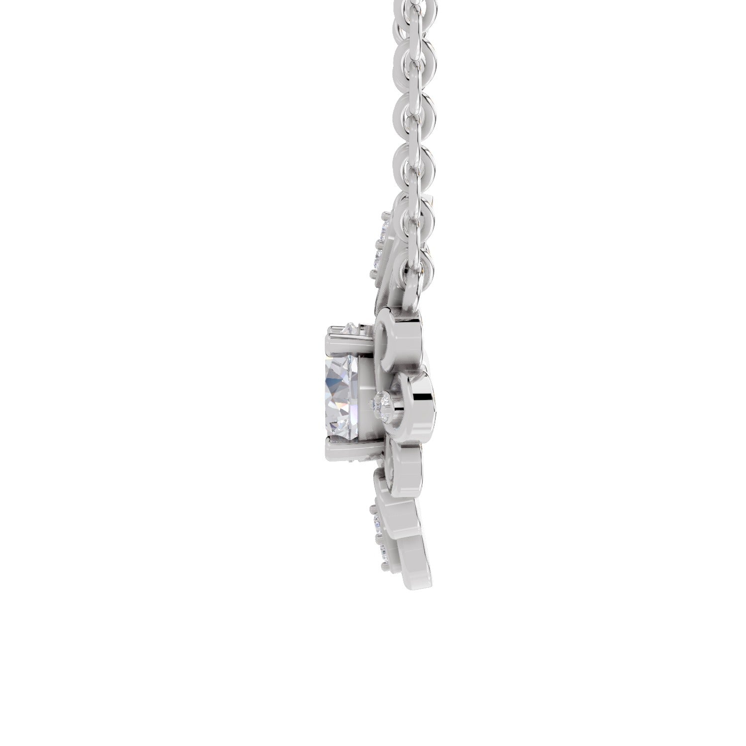 0.84 Carat Halo Diamond Necklace 14K - White Gold