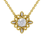 0.84 Carat Halo Diamond Necklace 14K