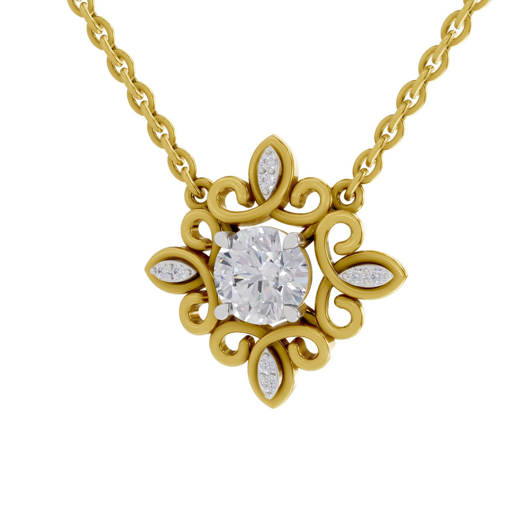 0.84 Carat Halo Diamond Necklace 14K