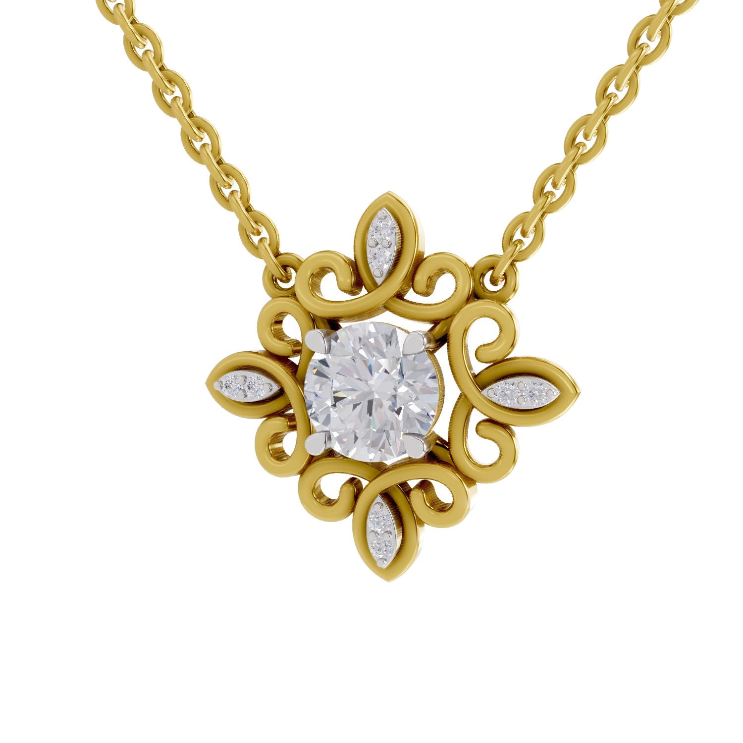 0.84 Carat Halo Diamond Necklace 14K