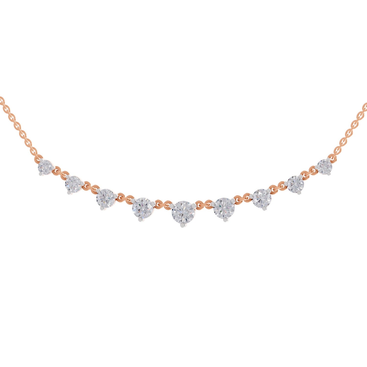 2.97 Carat Diamond Necklace 14K - Rose Gold