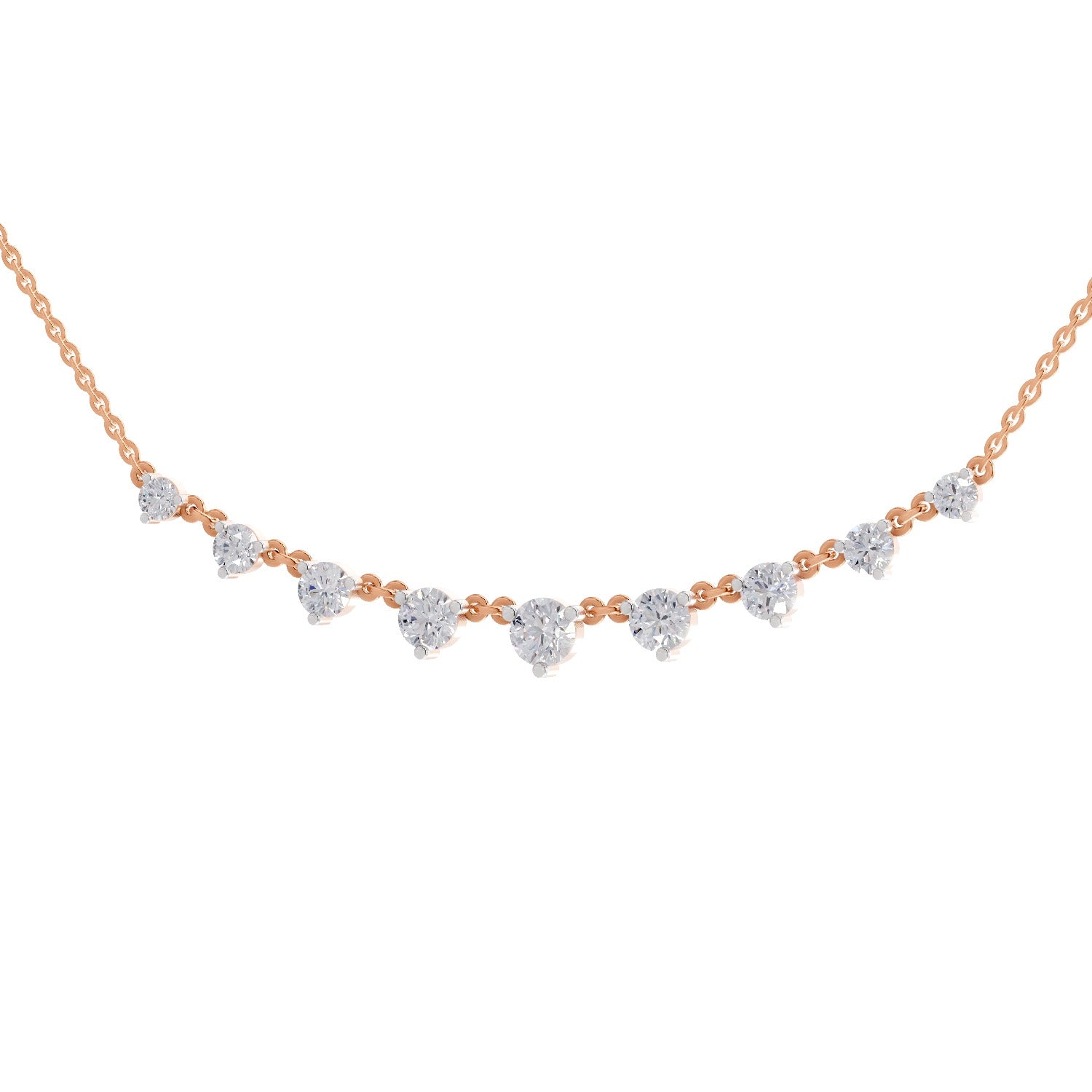 2.97 Carat Diamond Necklace 14K - Rose Gold