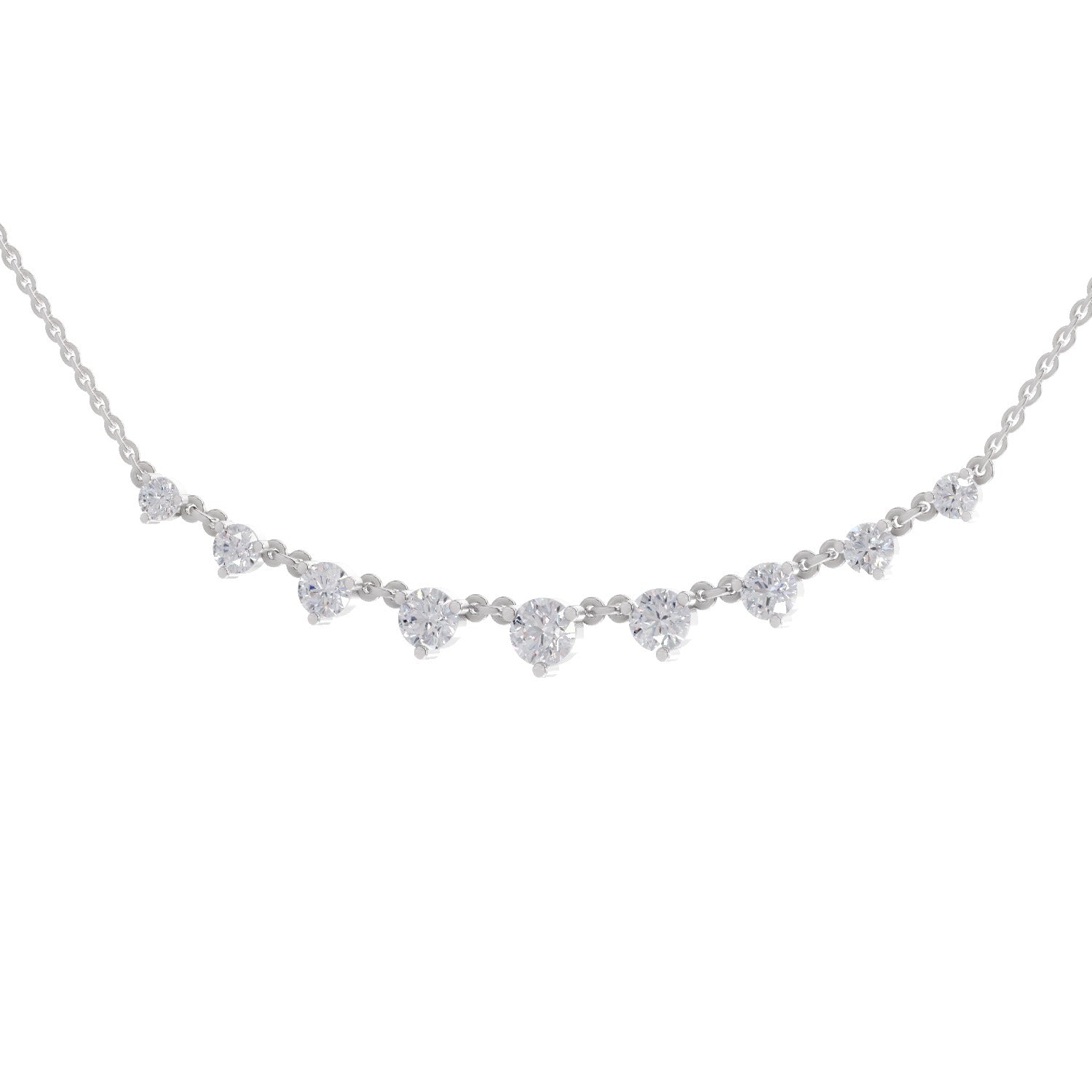 2.97 Carat Diamond Necklace 14K - White Gold