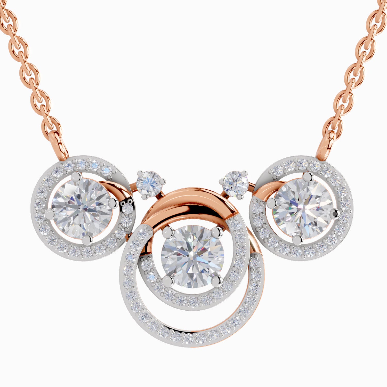 1.94 Carat Celestia Trio Diamond Pendant Necklace 14K - Rose Gold