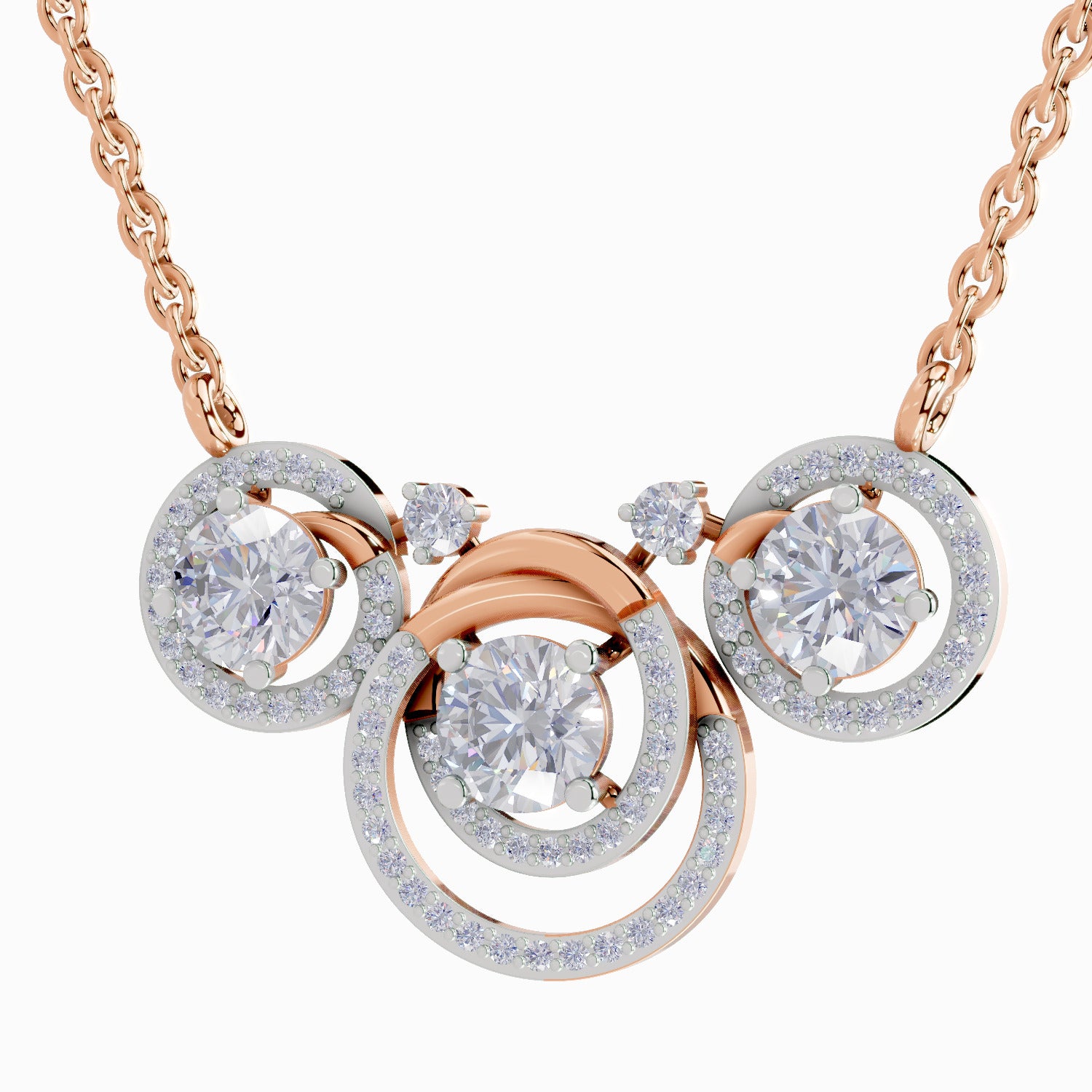 1.94 Carat Celestia Trio Diamond Pendant Necklace 14K - Rose Gold