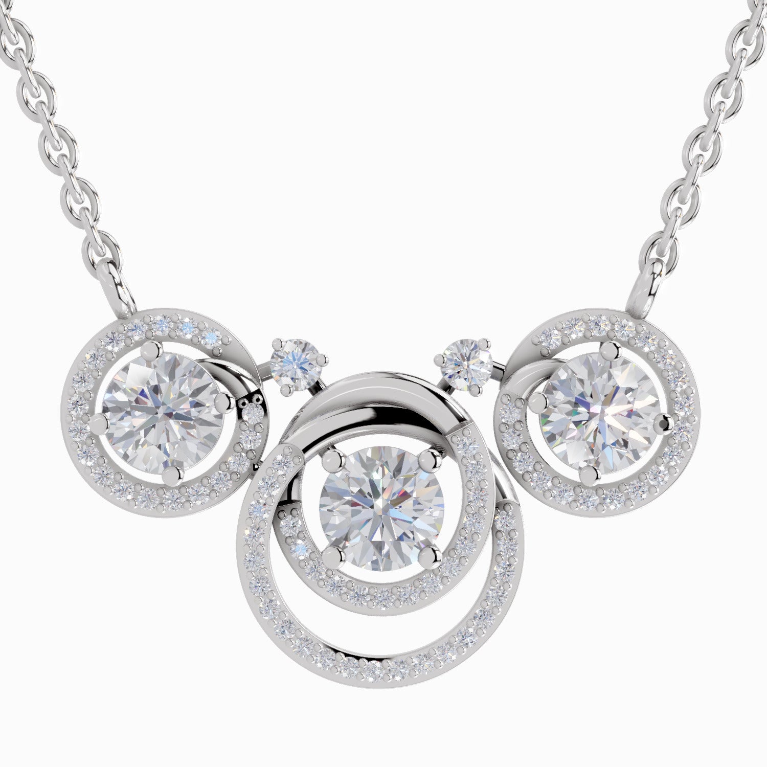 1.94 Carat Celestia Trio Diamond Pendant Necklace 14K - White Gold