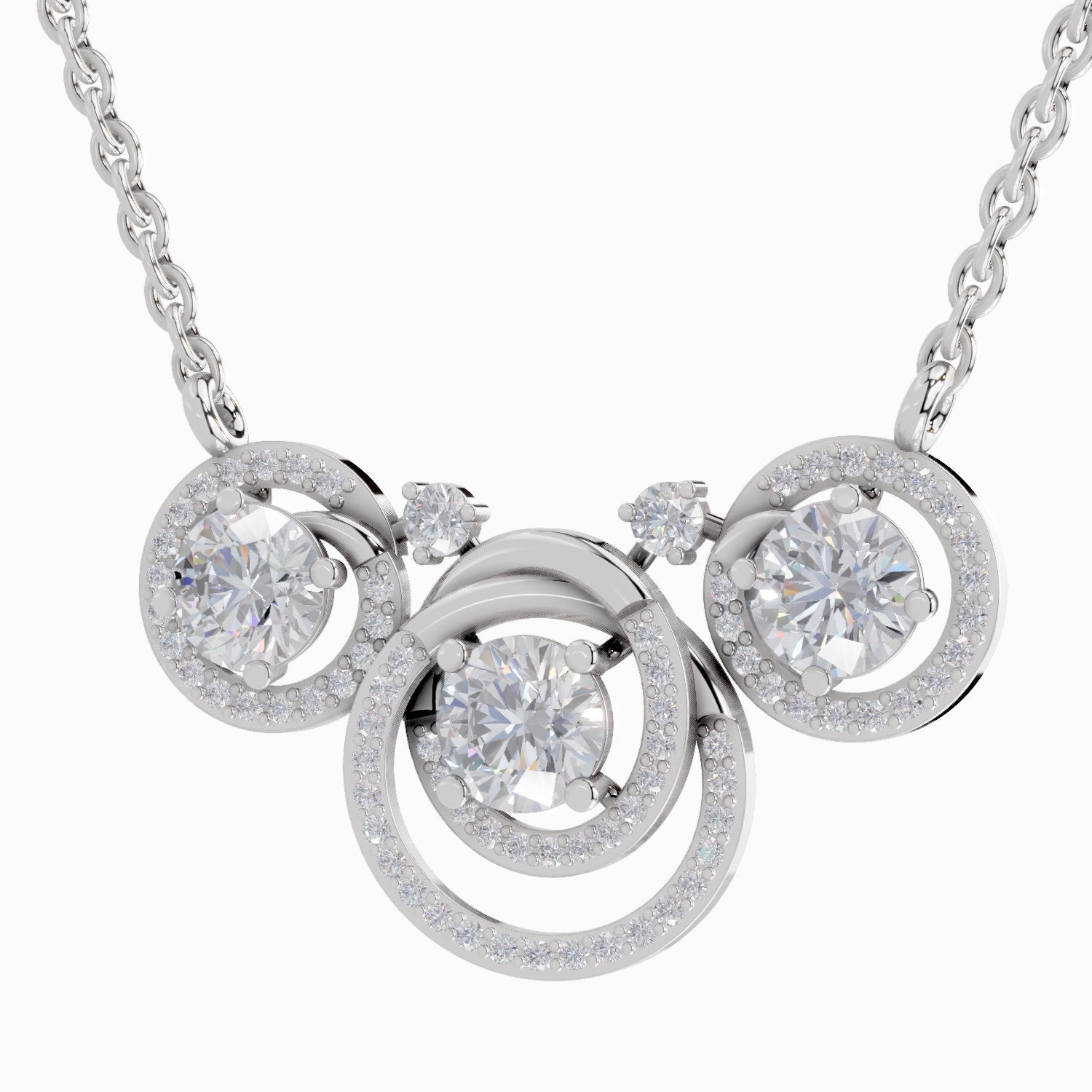 1.94 Carat Celestia Trio Diamond Pendant Necklace 14K - White Gold