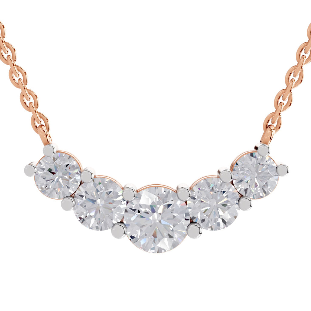 2.80 Carat Graduated Curved Diamond Necklace 14K - Rose Gold