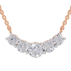 2.80 Carat Graduated Curved Diamond Necklace 14K - Rose Gold
