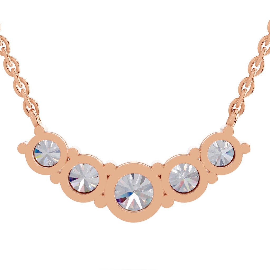 2.80 Carat Graduated Curved Diamond Necklace 14K - Rose Gold