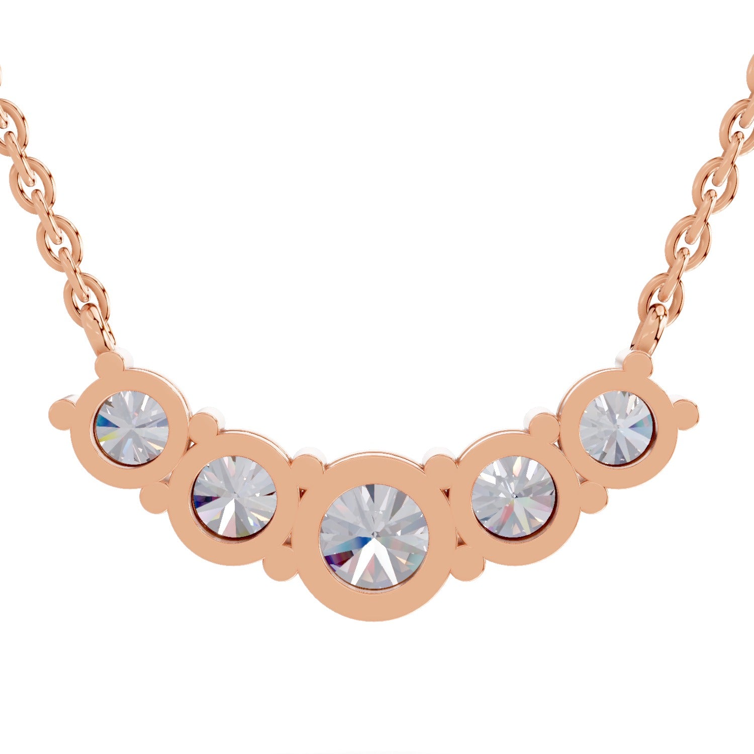 2.80 Carat Graduated Curved Diamond Necklace 14K - Rose Gold