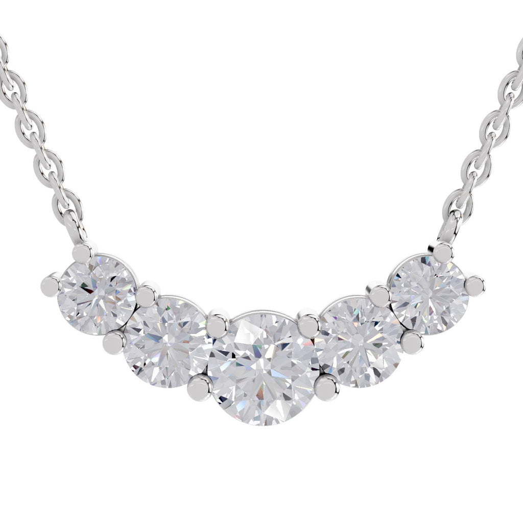 2.80 Carat Graduated Curved Diamond Necklace 14K - White Gold
