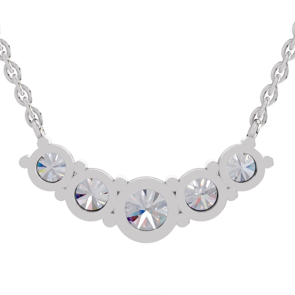 2.80 Carat Graduated Curved Diamond Necklace 14K - White Gold