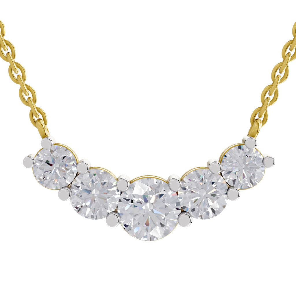 2.80 Carat Graduated Curved Diamond Necklace 14K