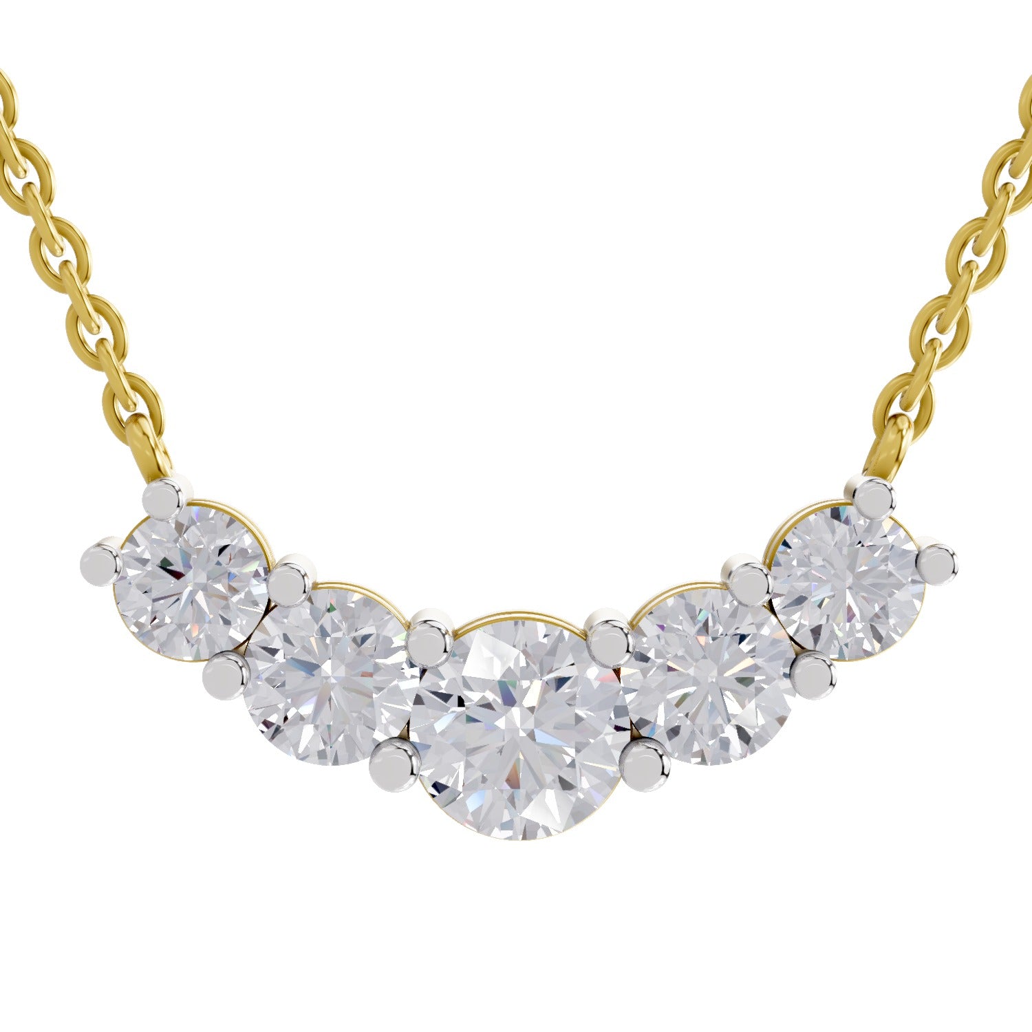 2.80 Carat Graduated Curved Diamond Necklace 14K