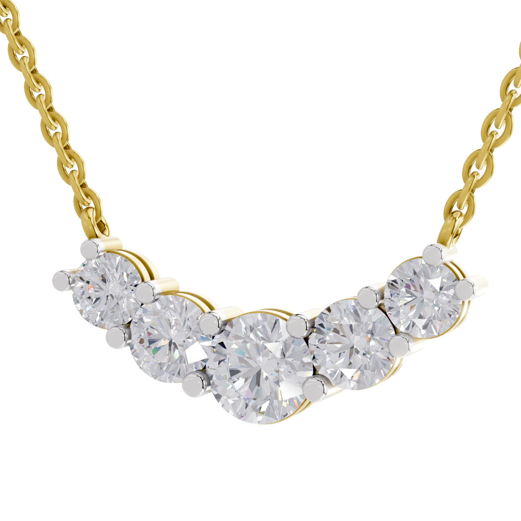 2.80 Carat Graduated Curved Diamond Necklace 14K